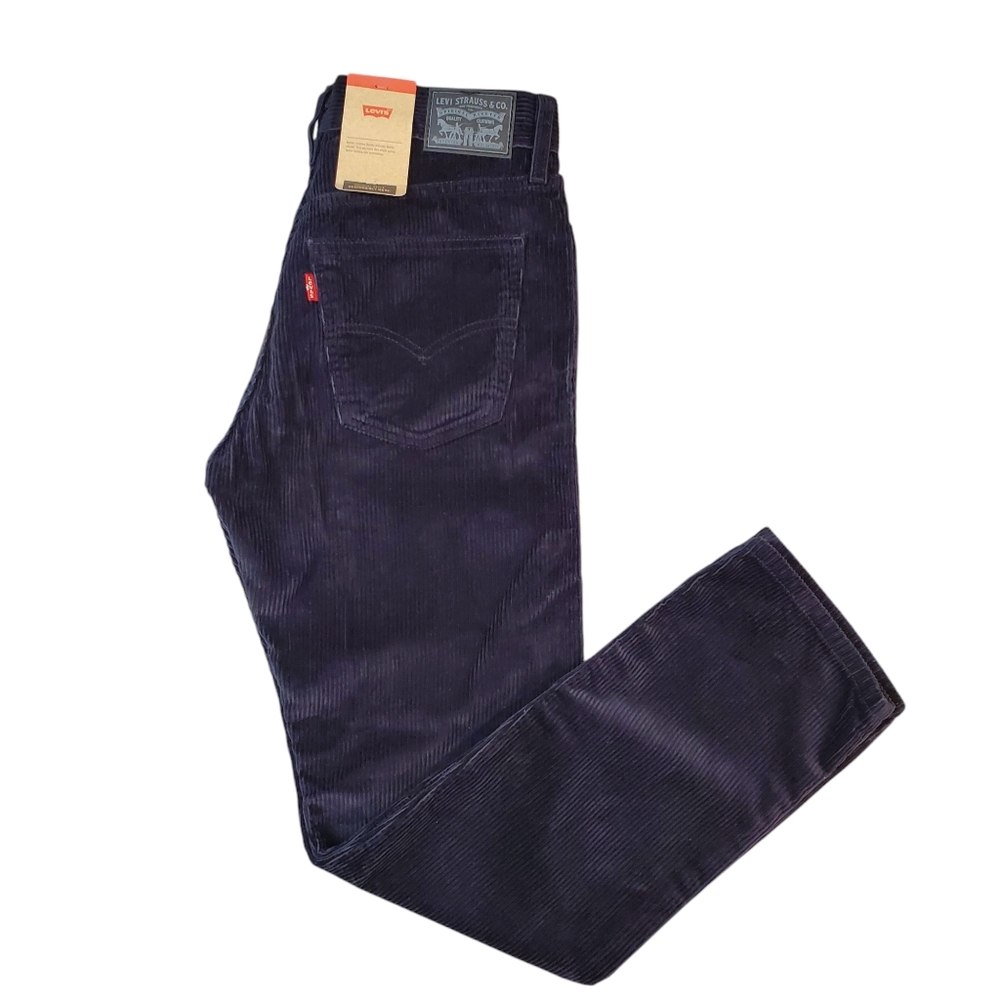 Levi's Womens Black Corduroy Pants 27X30 Straight Leg Preppy Goth Irregular NWT